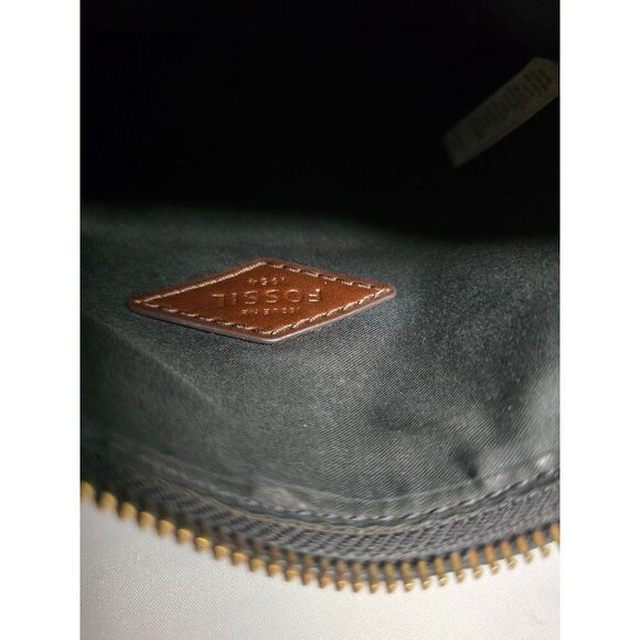 Fossil Black Leather Crossbody Bag With Brass Accents distressing - Picture 9 of 9